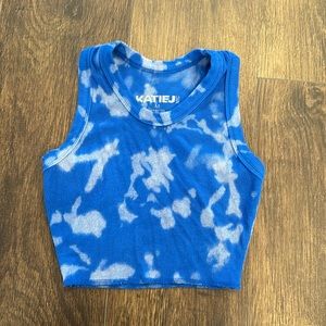 Katie J NYC, girls/tween Tank top, blue/grey tie dye , size M